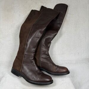 KMB Dark Brown Leather Suede Over The Knee Boots Made in Spain‎ EU 38 US 7.5-8